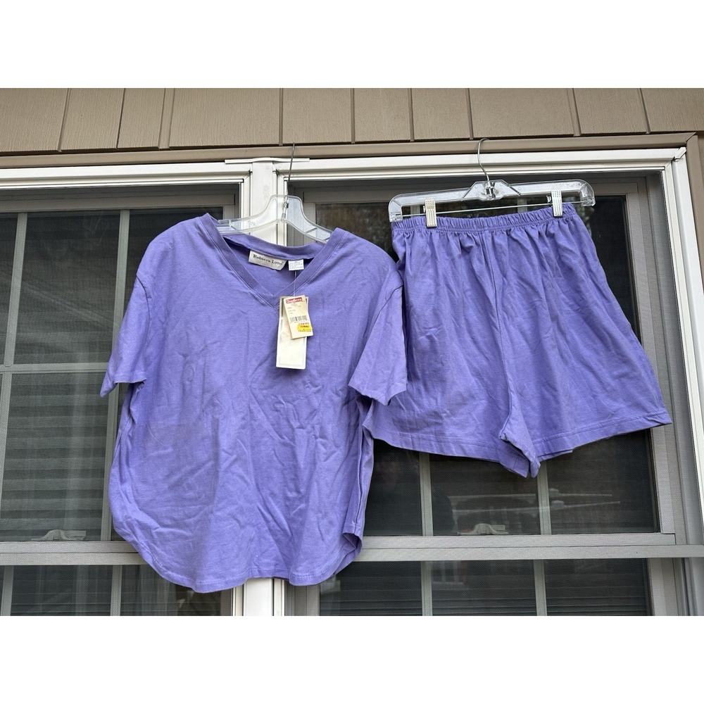 NEW Vtg.Rebecca Lynn 100%Cotton  🌸 purple Pajama Set.Size Med